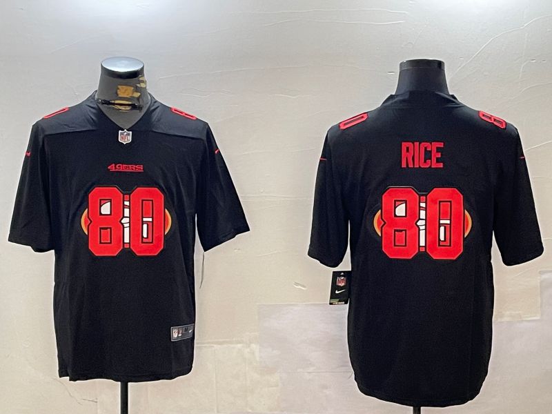 Men San Francisco 49ers #80 Rice Black Fashion 2024 Nike Limited NFL Jersey style 1